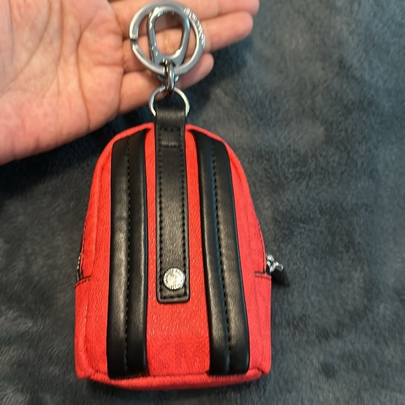 MK Red mini backpack with belt holder coin purse and keychain - Picture 2 of 4